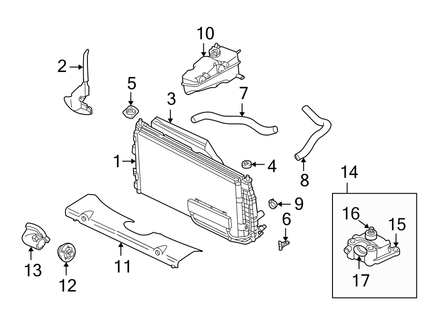 Diagram RADIATOR & COMPONENTS. for your 2015 Jeep Wrangler   