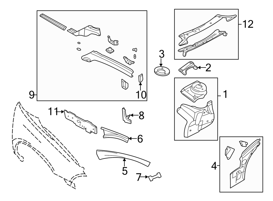 FENDER. STRUCTURAL COMPONENTS & RAILS.