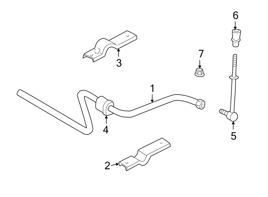 REAR SUSPENSION. STABILIZER BAR & COMPONENTS.