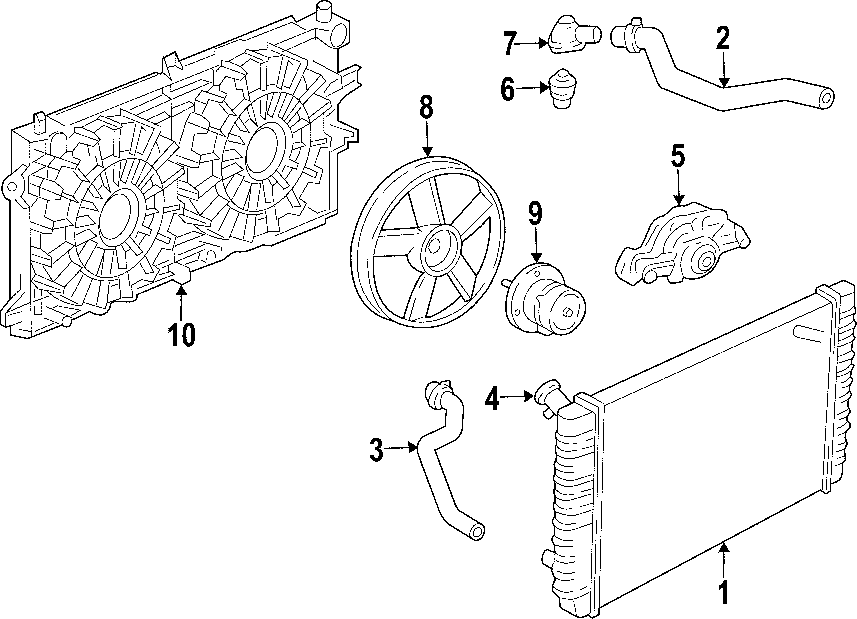 Diagram COOLING SYSTEM. COOLING FAN. RADIATOR. WATER PUMP. for your 2021 Chevrolet Spark   