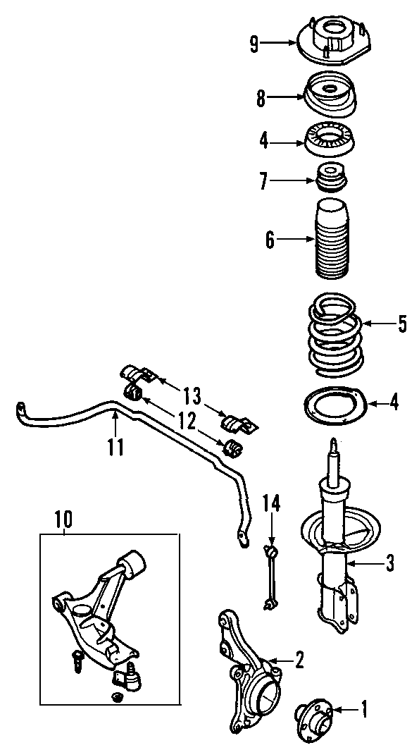 Diagram FRONT SUSPENSION. LOWER CONTROL ARM. STABILIZER BAR. SUSPENSION COMPONENTS. for your 2014 GMC Sierra 2500 HD 6.0L Vortec V8 CNG A/T 4WD WT Standard Cab Pickup 