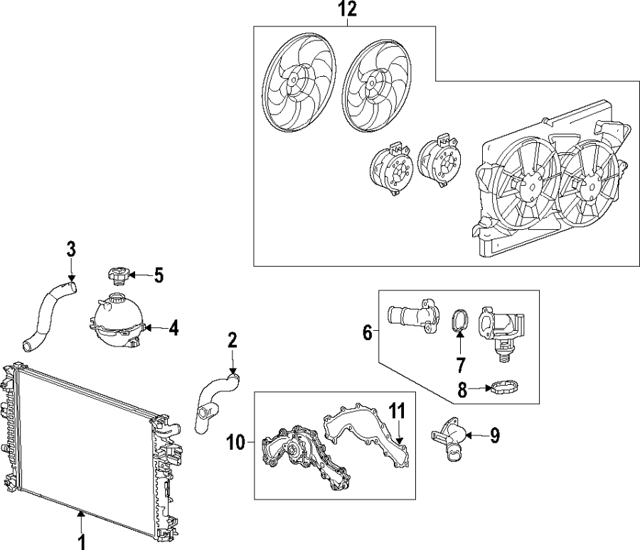 COOLING SYSTEM. COOLING FAN. RADIATOR. WATER PUMP. Diagram