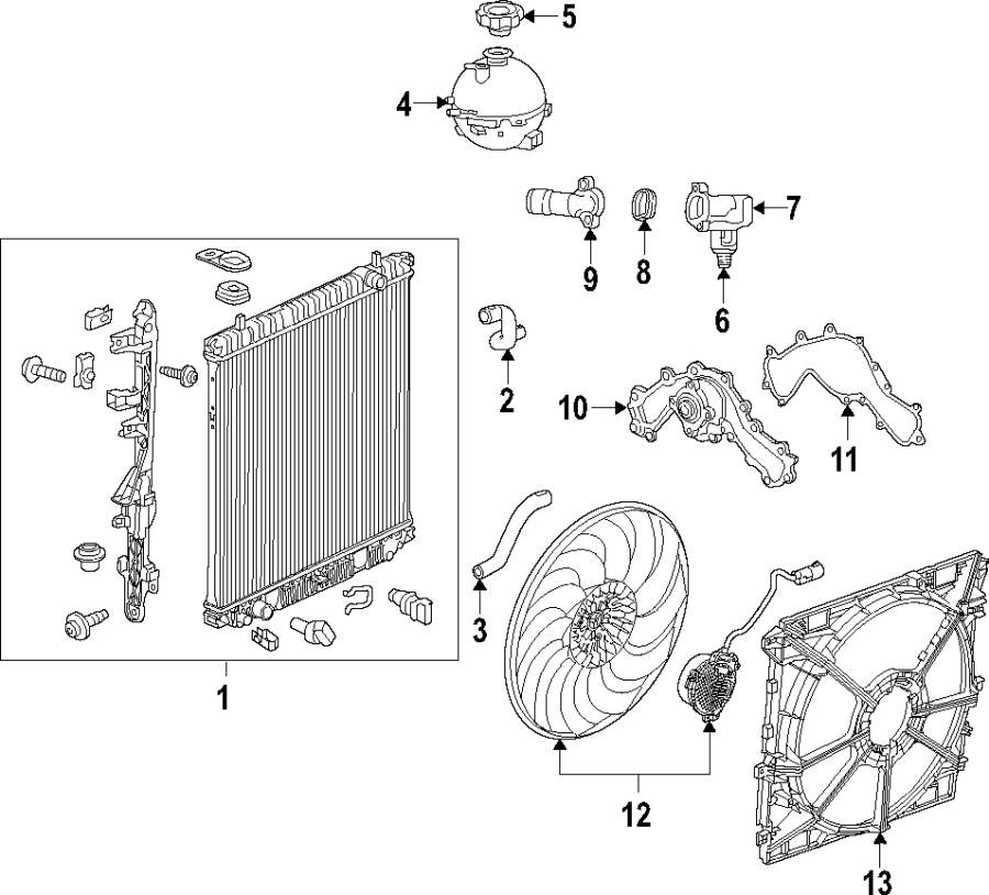 Diagram Cooling system. Cooling fan. Water pump. for your 2016 Buick Cascada   