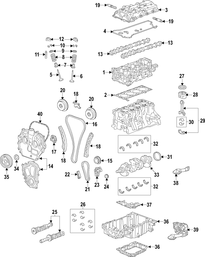 Diagram CAMSHAFT & TIMING. CRANKSHAFT & BEARINGS. CYLINDER HEAD & VALVES. LUBRICATION. MOUNTS. PISTONS. RINGS & BEARINGS. for your 2021 Chevrolet Tahoe    