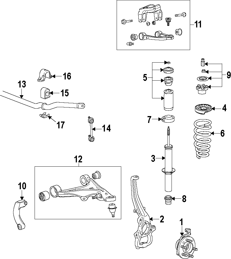 Diagram FRONT SUSPENSION. LOWER CONTROL ARM. STABILIZER BAR. SUSPENSION COMPONENTS. for your 2002 GMC Sierra 2500 HD  Base Standard Cab Pickup Fleetside 