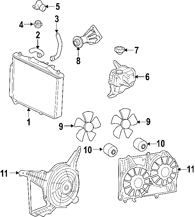 Diagram COOLING SYSTEM. COOLING FAN. RADIATOR. WATER PUMP. for your 1995 Chevrolet K2500  Base Standard Cab Pickup Fleetside 4.3L Chevrolet V6 A/T 