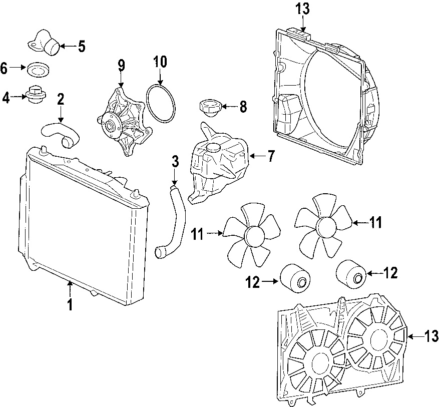 12COOLING SYSTEM. COOLING FAN. RADIATOR. WATER PUMP.https://images.simplepart.com/images/parts/motor/fullsize/NLP017.png