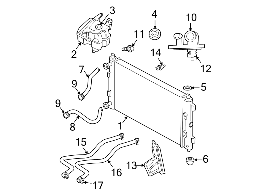 Diagram RADIATOR & COMPONENTS. for your 2019 Jeep Wrangler   