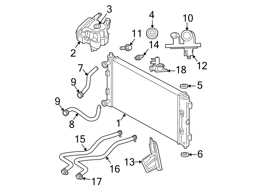 Diagram RADIATOR & COMPONENTS. for your 1988 Jeep Wrangler   