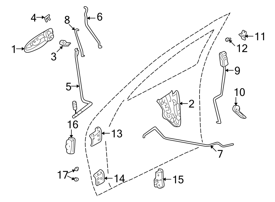 9FRONT DOOR. LOCK & HARDWARE.https://images.simplepart.com/images/parts/motor/fullsize/NM01501.png