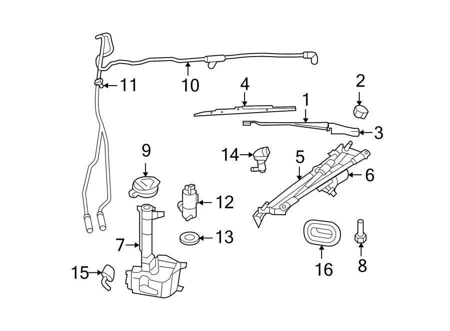 Diagram WINDSHIELD. WIPER & WASHER COMPONENTS. for your 2018 Jeep Grand Cherokee 3.0L EcoDiesel V6 DIESEL A/T AWD Limited Sport Utility 