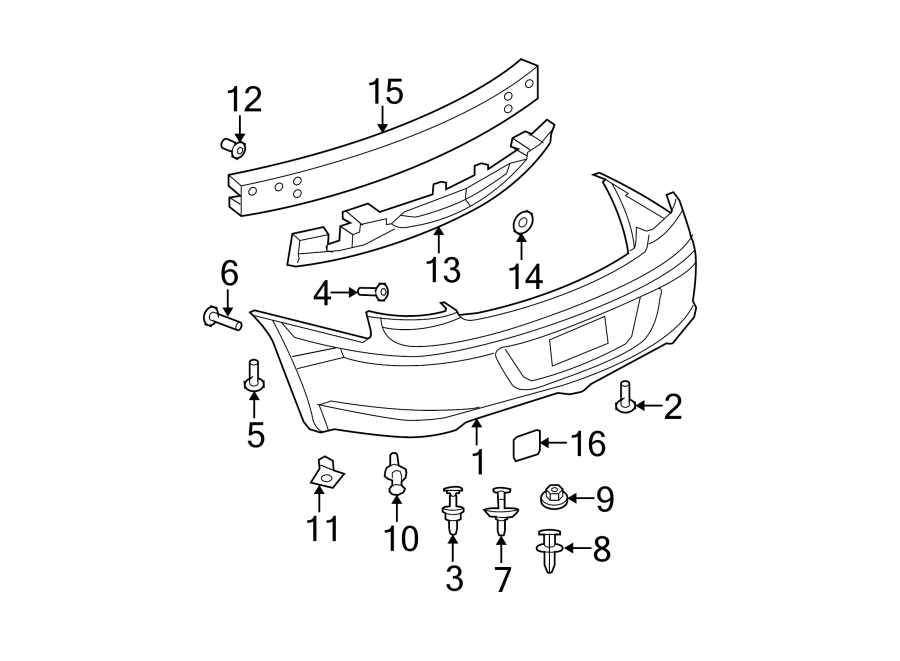 Diagram REAR BUMPER. BUMPER & COMPONENTS. for your 2017 Chrysler 200   