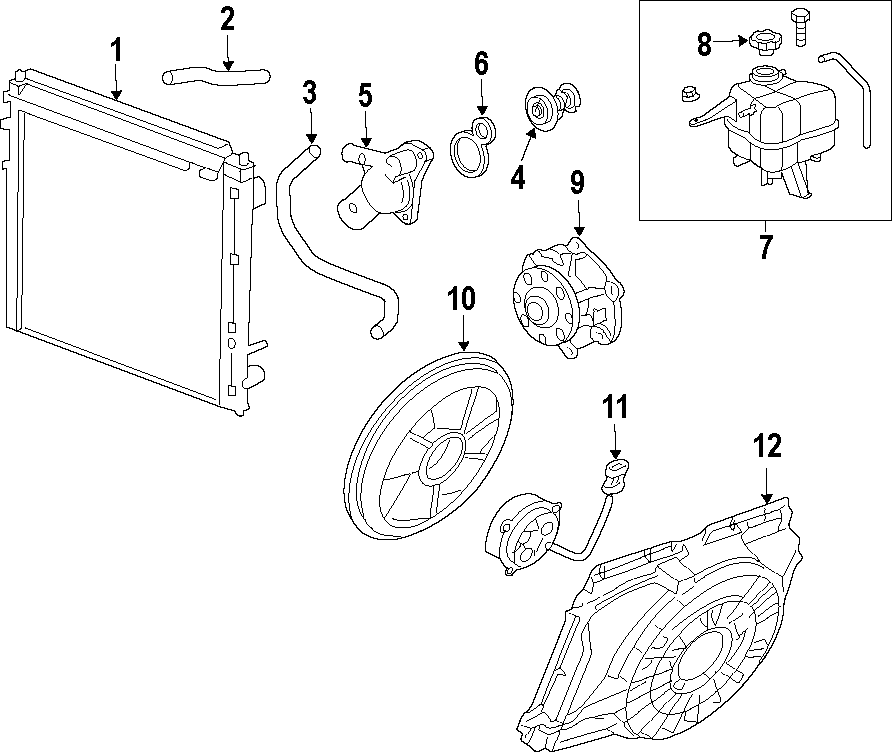 Diagram COOLING SYSTEM. COOLING FAN. RADIATOR. WATER PUMP. for your 2005 GMC Sierra 1500   