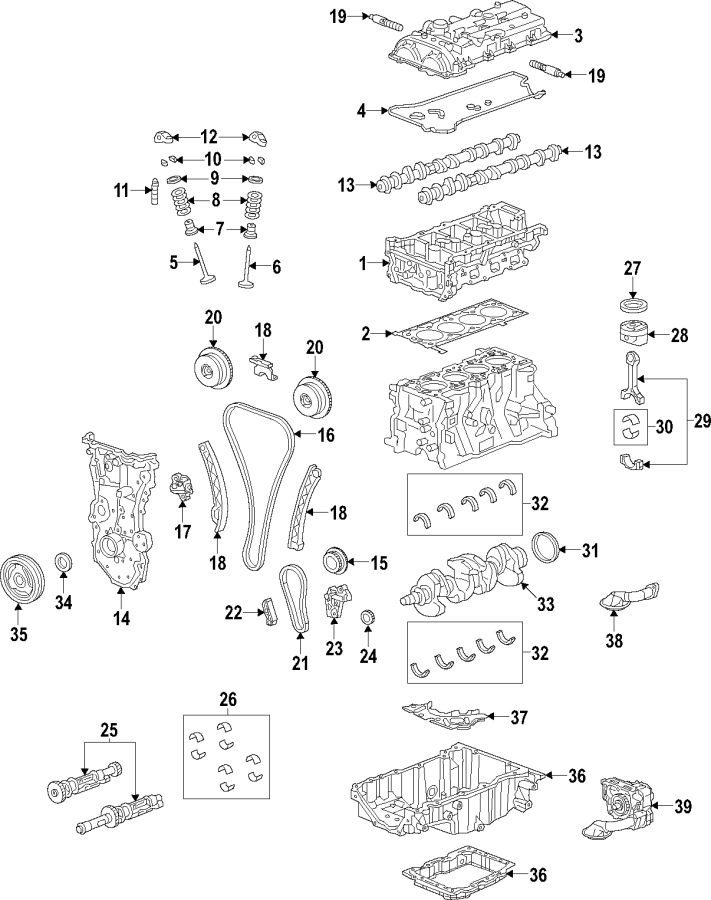 Diagram CAMSHAFT & TIMING. CRANKSHAFT & BEARINGS. CYLINDER HEAD & VALVES. LUBRICATION. MOUNTS. PISTONS. RINGS & BEARINGS. for your 2023 Chevrolet Equinox  LS Sport Utility 