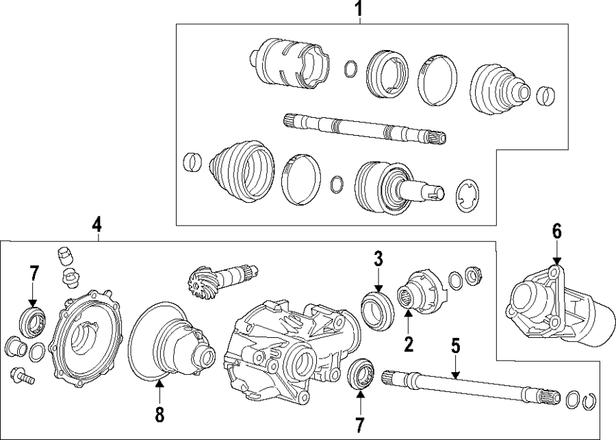 Diagram DRIVE AXLES. DIFFERENTIAL. FRONT AXLE. PROPELLER SHAFT. for your 2005 Chevrolet Suburban 2500 LT Sport Utility  