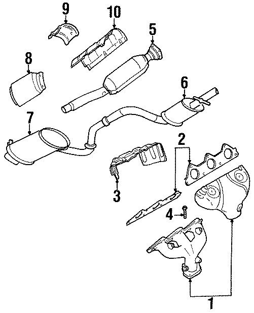 10EXHAUST SYSTEM. EXHAUST COMPONENTS. EXHAUST MANIFOLD.https://images.simplepart.com/images/parts/motor/fullsize/NM95185.png