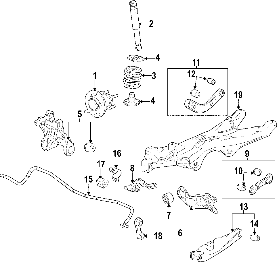 13REAR SUSPENSION. LOWER CONTROL ARM. STABILIZER BAR. SUSPENSION COMPONENTS. UPPER CONTROL ARM.https://images.simplepart.com/images/parts/motor/fullsize/NMP100.png