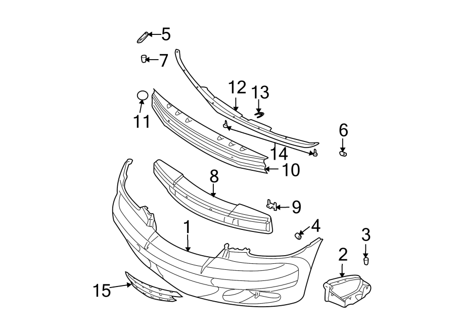 Diagram FRONT BUMPER. BUMPER & COMPONENTS. for your Chrysler 300M  