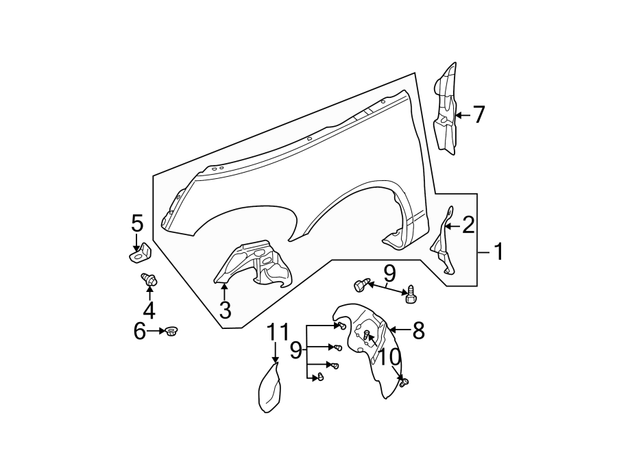 Diagram Fender & components. for your 2023 Ram 2500 6.7L 6 cylinder DIESEL A/T RWD Lone Star Crew Cab Pickup Fleetside 