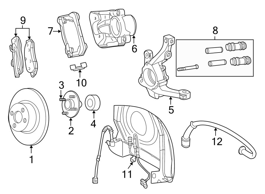 9FRONT SUSPENSION. BRAKE COMPONENTS.https://images.simplepart.com/images/parts/motor/fullsize/NP01200.png