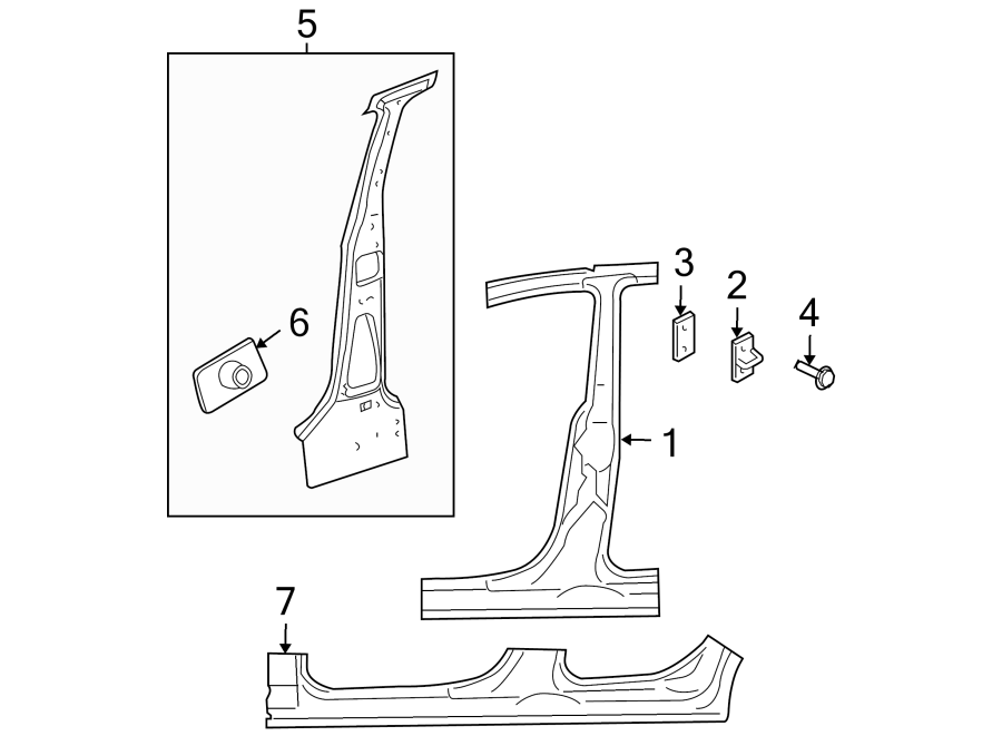 1PILLARS. ROCKER & FLOOR. CENTER PILLAR & ROCKER.https://images.simplepart.com/images/parts/motor/fullsize/NP01355.png