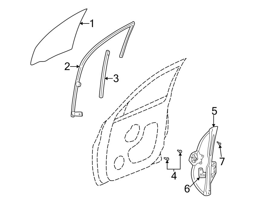 Diagram Front door. Glass & hardware. for your 2018 Jeep Grand Cherokee 3.0L EcoDiesel V6 DIESEL A/T AWD Limited Sport Utility 