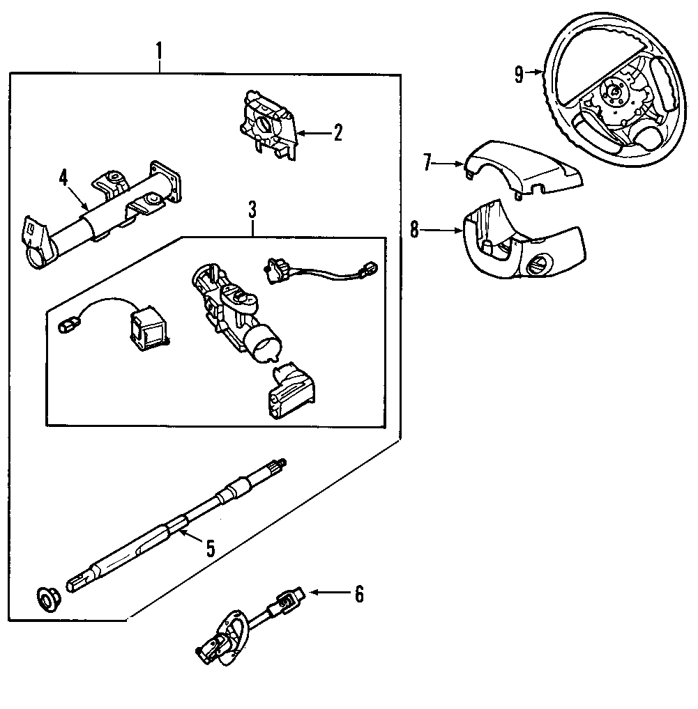 Diagram STEERING COLUMN. STEERING WHEEL. for your 2023 Chevrolet Corvette   