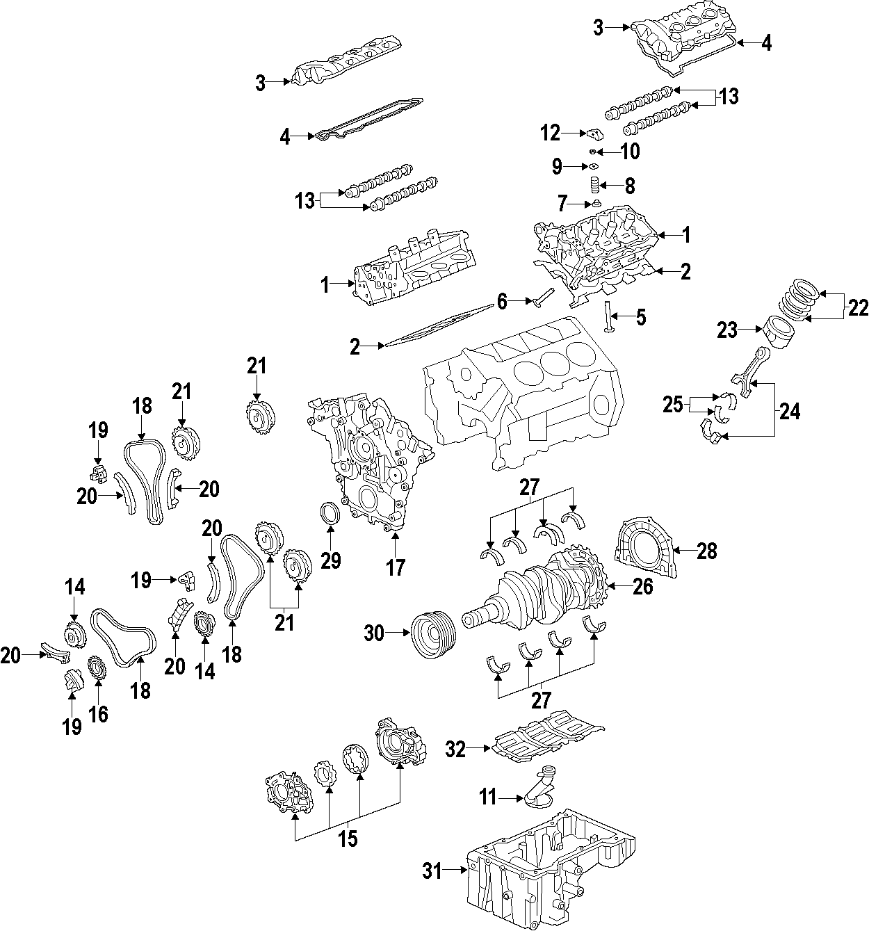 Diagram CAMSHAFT & TIMING. CRANKSHAFT & BEARINGS. CYLINDER HEAD & VALVES. LUBRICATION. MOUNTS. PISTONS. RINGS & BEARINGS. for your 2013 Chevrolet Express 3500 Base Standard Cargo Van 6.0L Vortec V8 CNG A/T 