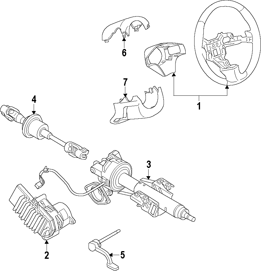 Diagram STEERING COLUMN. STEERING WHEEL. for your 2021 GMC Sierra 2500 HD 6.6L Duramax V8 DIESEL A/T 4WD Base Extended Cab Pickup Fleetside 