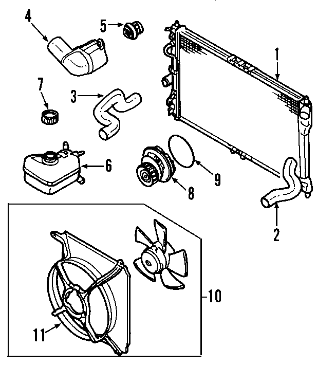 Diagram COOLING SYSTEM. COOLING FAN. RADIATOR. WATER PUMP. for your 2021 Chevrolet Equinox   