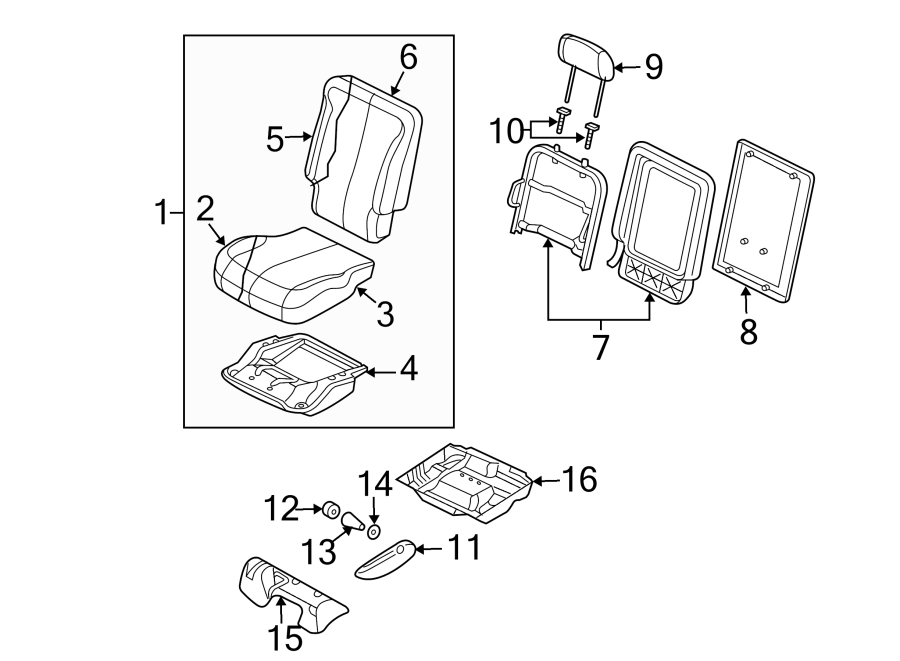 SEATS & TRACKS. REAR SEAT COMPONENTS.