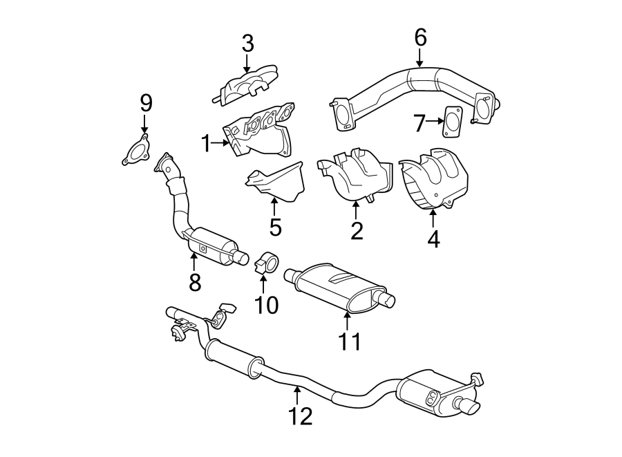 Diagram EXHAUST SYSTEM. EXHAUST COMPONENTS. for your 1993 Jeep Grand Cherokee   