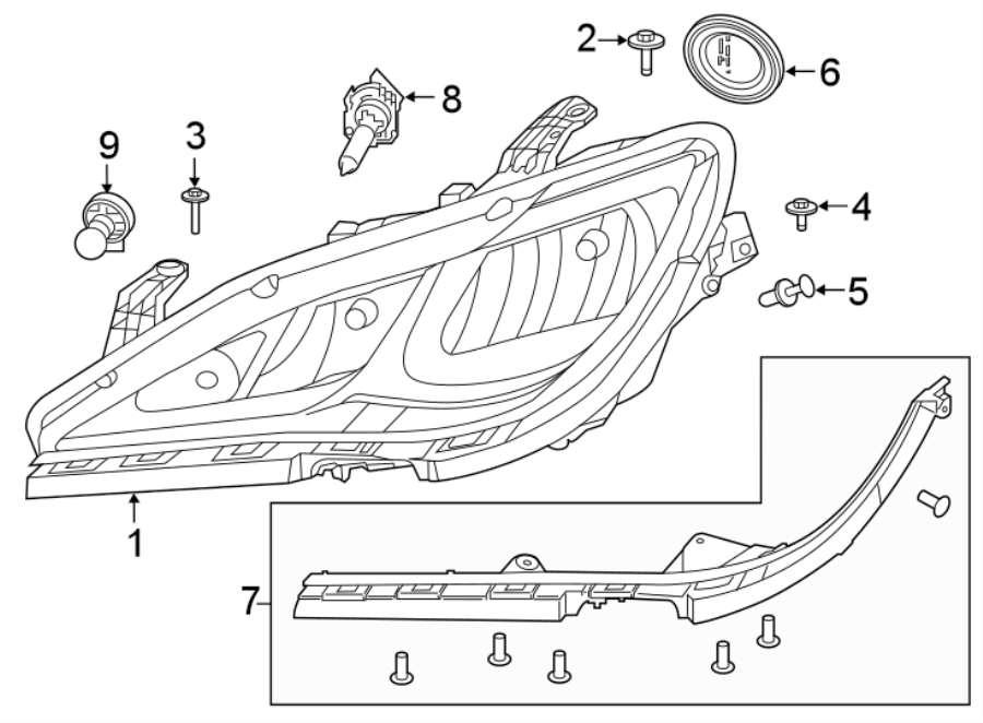 7FRONT LAMPS. HEADLAMP COMPONENTS.https://images.simplepart.com/images/parts/motor/fullsize/NS17015.png