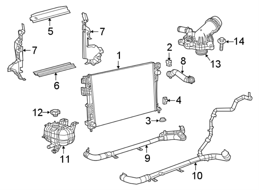 13Radiator & components.https://images.simplepart.com/images/parts/motor/fullsize/NS17035.png