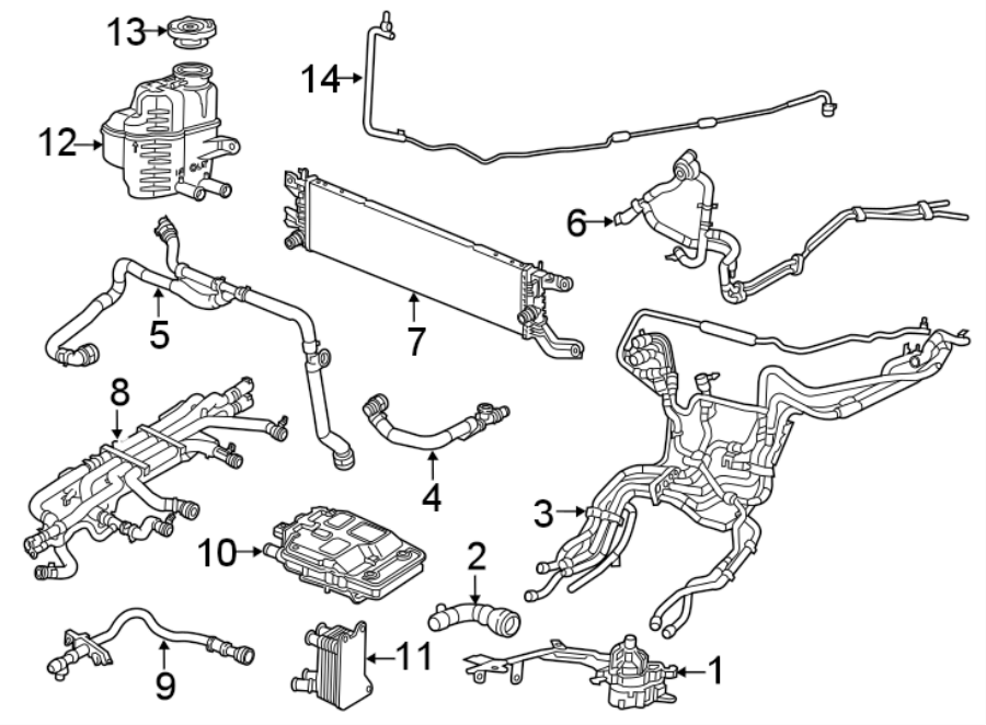 Diagram INVERTER COOLING COMPONENTS. for your Chrysler Pacifica  