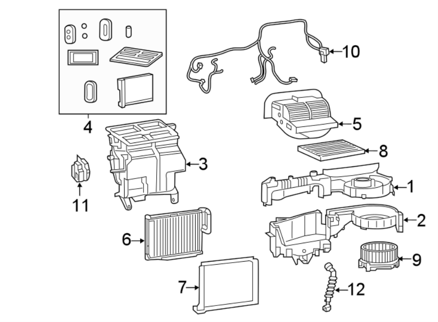 3Air conditioner & heater. Evaporator & heater components.https://images.simplepart.com/images/parts/motor/fullsize/NS17065.png