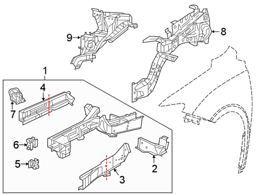 FENDER. STRUCTURAL COMPONENTS & RAILS.