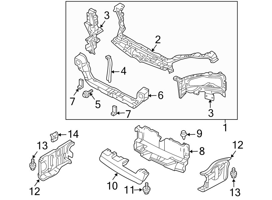 Diagram RADIATOR SUPPORT. for your 2014 Chrysler 200   