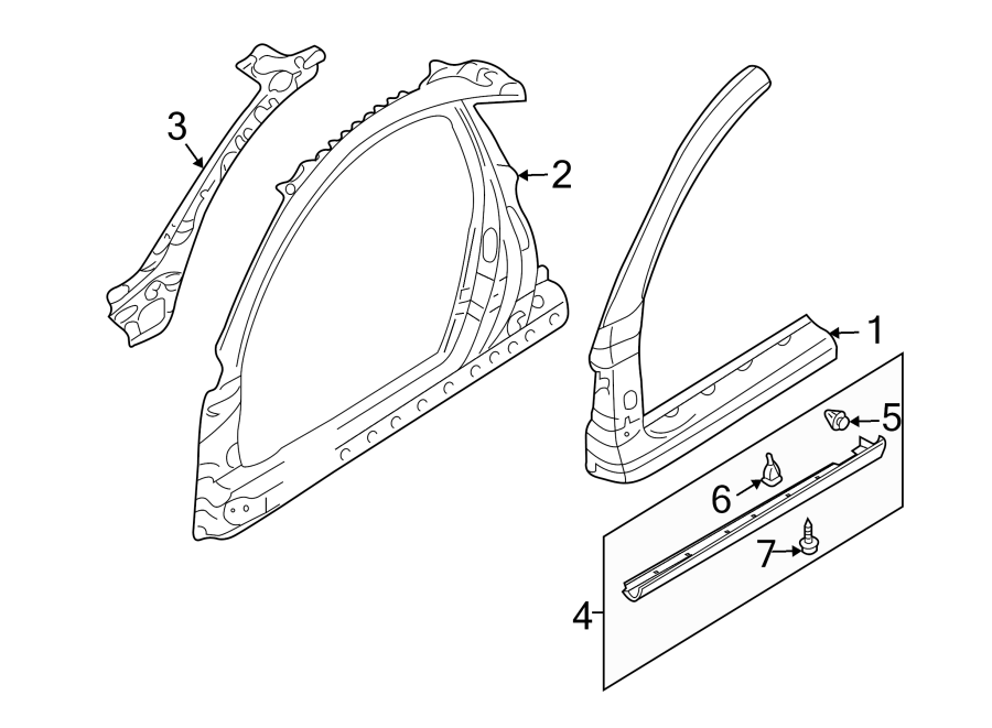 7PILLARS. ROCKER & FLOOR. EXTERIOR TRIM. HINGE PILLAR.https://images.simplepart.com/images/parts/motor/fullsize/NT01430.png