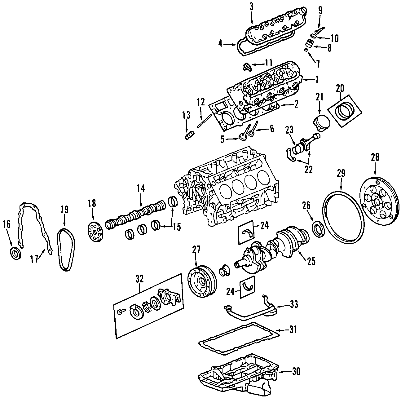 Diagram CAMSHAFT & TIMING. CRANKSHAFT & BEARINGS. CYLINDER HEAD & VALVES. LUBRICATION. MOUNTS. PISTONS. RINGS & BEARINGS. for your 2005 Chevrolet Venture    