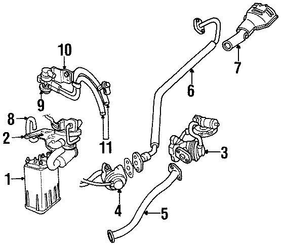 Diagram EMISSION SYSTEM. EMISSION COMPONENTS. for your 1996 Dodge Caravan 2.4L A/T SE Mini Passenger Van 