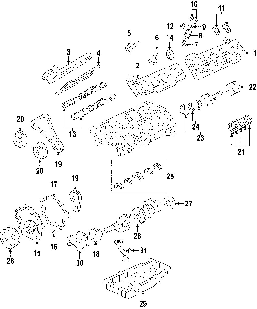 Diagram CAMSHAFT & TIMING. CRANKSHAFT & BEARINGS. CYLINDER HEAD & VALVES. LUBRICATION. MOUNTS. PISTONS. RINGS & BEARINGS. for your 2005 Chevrolet Express 2500 Base Extended Cargo Van 4.8L Vortec V8 A/T RWD 