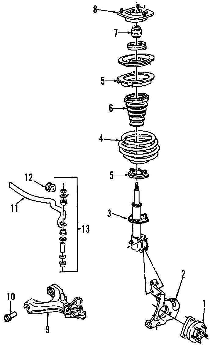 11FRONT SUSPENSION. LOWER CONTROL ARM. RIDE CONTROL. STABILIZER BAR. SUSPENSION COMPONENTS.https://images.simplepart.com/images/parts/motor/fullsize/NUP070.png