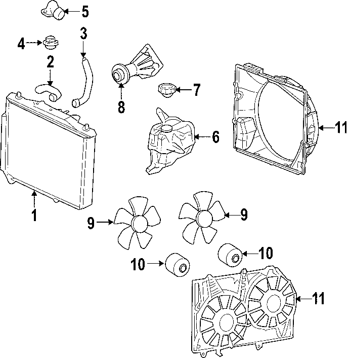 Diagram COOLING SYSTEM. COOLING FAN. RADIATOR. WATER PUMP. for your 2010 Chevrolet Suburban 1500   