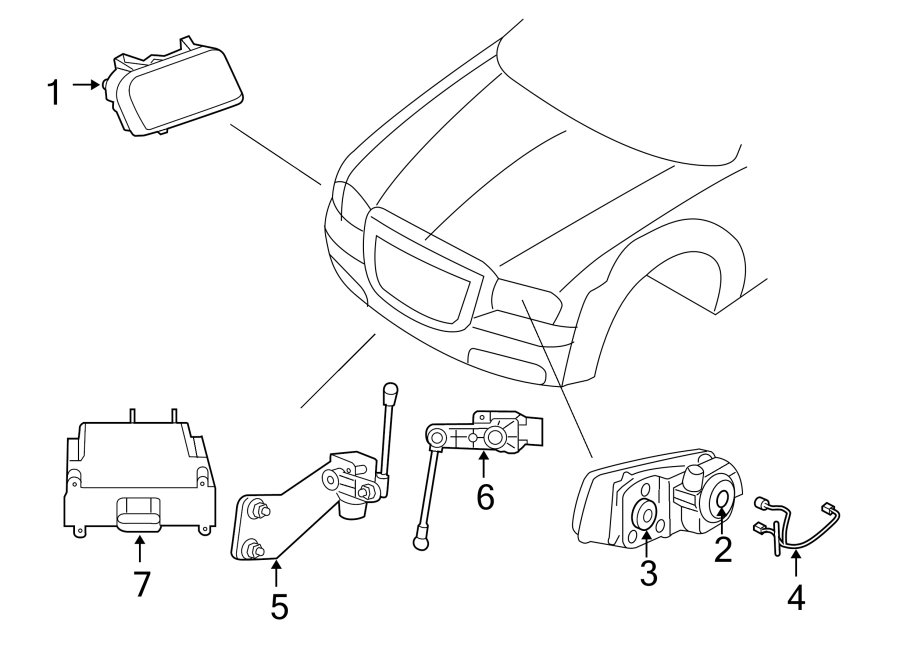 FRONT LAMPS. HEADLAMP COMPONENTS.