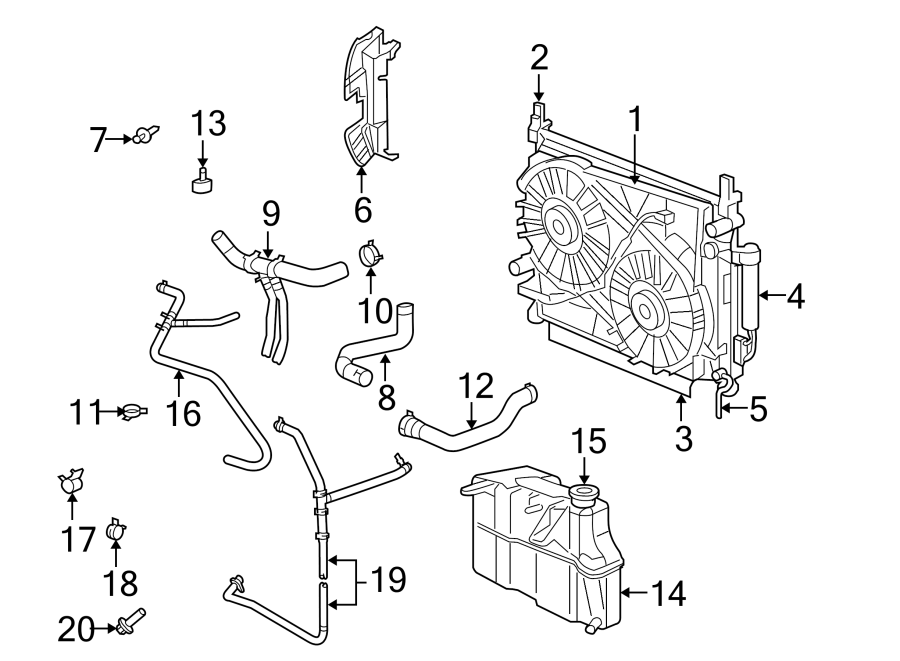 Diagram RADIATOR & COMPONENTS. for your 2020 Jeep Wrangler   