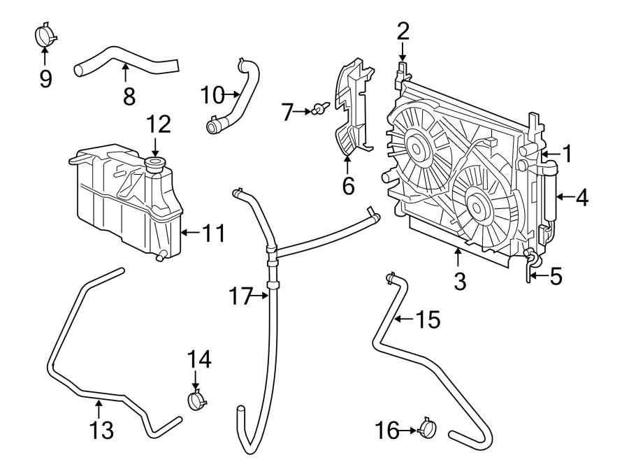 Diagram RADIATOR & COMPONENTS. for your 2021 Jeep Wrangler   