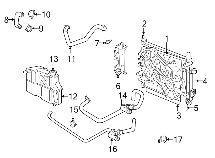 Diagram Radiator & components. for your 2021 Jeep Wrangler   