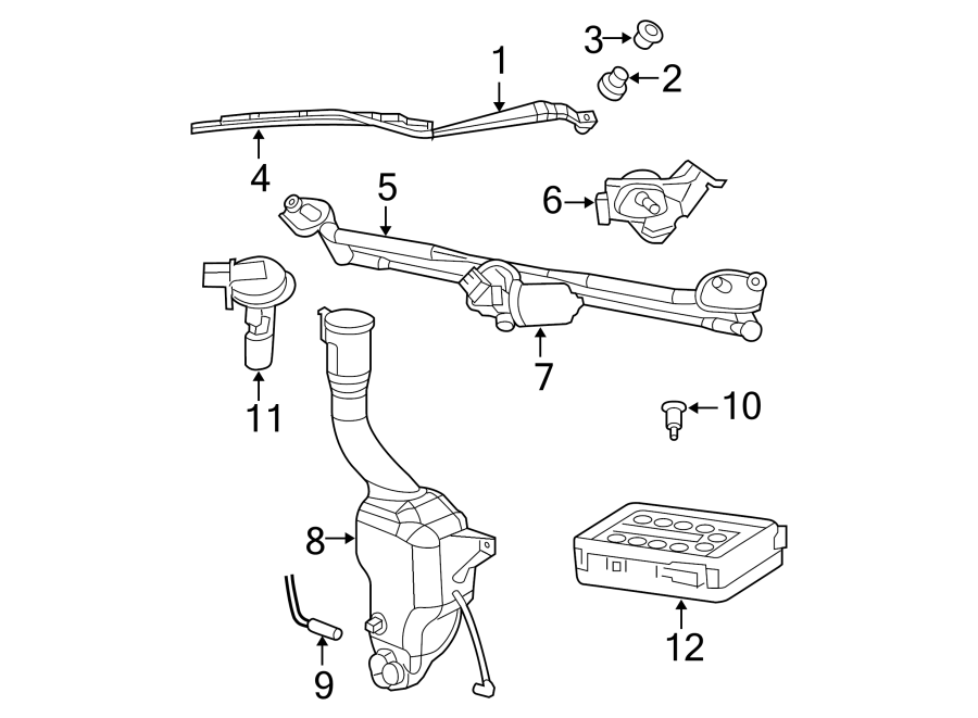 Diagram WINDSHIELD. WIPER & WASHER COMPONENTS. for your 2014 Ram ProMaster 3500   