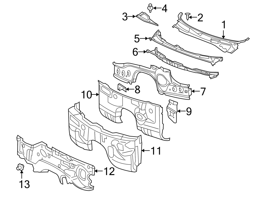 Diagram COWL. for your 2023 Ram 2500 6.7L 6 cylinder DIESEL A/T RWD Lone Star Crew Cab Pickup Fleetside 